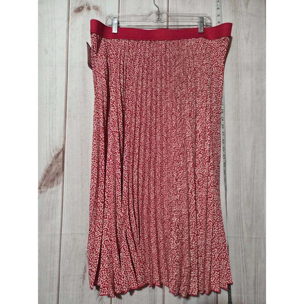 Vince Camuto XXLarge‎ Red White Floral Pleated Midi Skirt Chiffon